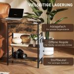 Sidobord Sängbord med Power Strip, 2 Nivåer och USB-portar, Rustik Brun, 60x29,8x58,5 cm