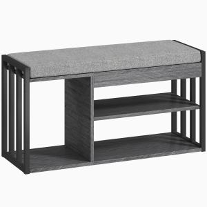 Skoställ med Bänk, Hallhylla med 3-våningsdesign för Hall, Entré och Vardagsrum, Grå
