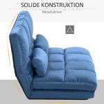Golvsoffa Golvstol Blå av Sammet och Stål för Vardagsrum 2-i-1 Hopfällbar med 3-Vägs Ryggstöd Sittdyna 102 x 73 x 60 cm