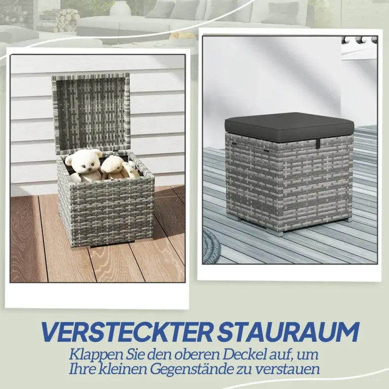 Fotpall Rottingpallar Set 2 Mörkgrå 40 x 40 x 41 cm