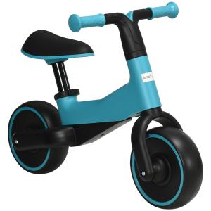 Balanscykel Barncykel Blå av Metall och Plast för Barn 1,5-3 År Höj och Sänkbar Sits Utan Pedal Perfekt för Första Körförsök