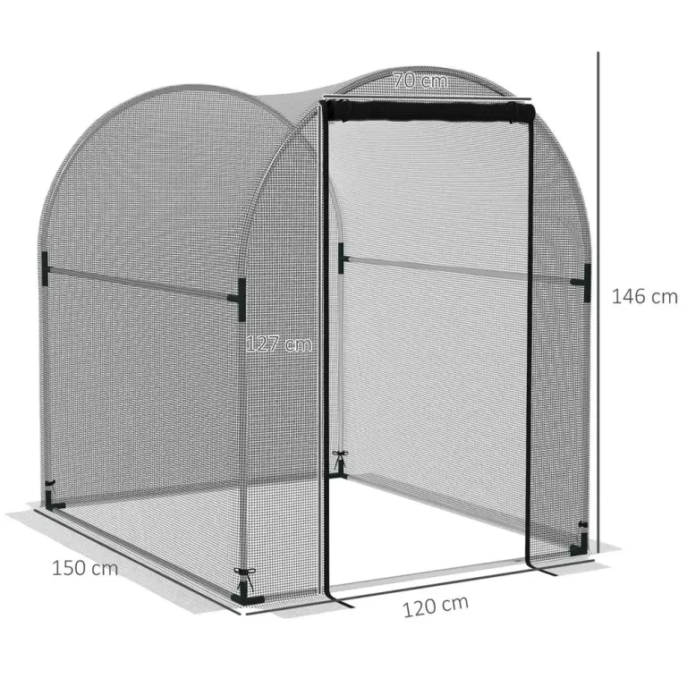 Trädgårdsnät Växtskyddstält Svart av Stål 1,2 x 1,5 x 1,5 m