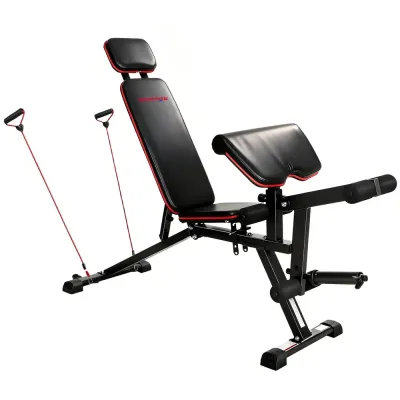 Justerbar Träningsbänk 3-i-1 Max 300 kg, Svart/Röd