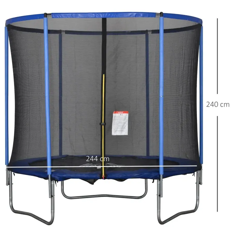 Studsmatta Ø244 cm med Skyddsnät, Blå och Svart