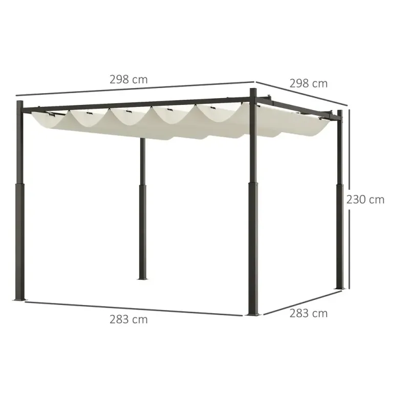 Pergola Trädgårdspaviljong med Tak Krämvit 3 x 3 m