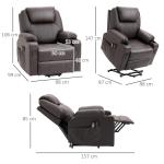 TV-Fåtölj Massagestol Brun av Tyg och Skum för Avkoppling Stol med Ståhjälp och 8 Massagepunkter Timer 88 x 99 x 106 cm