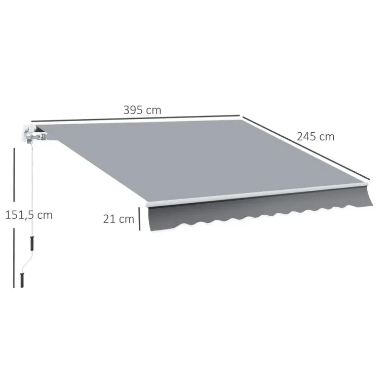 Infällbar Markis med Handvev Metallram 3,95 x 2,45 m