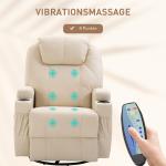 Elektrisk Massagestol med Liggfunktion, Bekväm Relaxfåtölj med 5 Massagelägen, Stilren TV-Stol i Konstläder, Krämvit, 84 x 92 x 109 cm