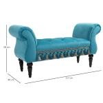 Bänk Stoppad Pallbänk Polyester och Gummiskum Blå 117 X 40 X 58 Cm