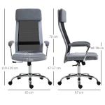 Ergonomisk Kontorsstol i Mesh, Höj- och Sänkbar Skrivbordsstol med Nackstöd, Modern Arbetsstol i Nordisk Stil för Kontor, Ljusgrå/Svart, 65 x 67 x 119-129 cm