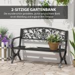 Trädgårdsbänk Parkbänk Svart Metall för Trädgård Terrass och Balkong 2-Sits Väderbeständig och Robust 127 X 60 X 85 Cm