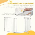 Justerbar Hundgrind i 3 Sektioner, Fristående Säkerhetsbarriär i Plast, Skyddar Dörröppningar utan Borrning, Vit, 180 x 3 x 74,5 cm