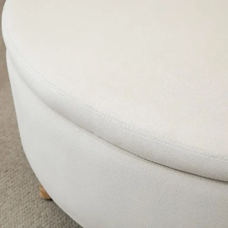 Bänk Förvaringsbänk Oval Stoppad Pall 71 x 51,5 x 42 cm