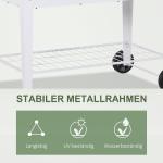 Upphöjd Bädd Mobil Växtvagn med Förvaringsutrymme 2 Hjul Metall Vit 112 X 59 X 80 Cm