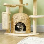 Skrapstolpe Kattträd Beige av Sisal och Plysch för Katter upp till 5 kg med Grotta och Säng 112 cm