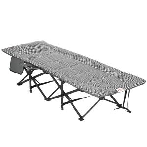 Hopfällbar Campingsäng med Väska, Robust Tältsäng med Mugghållare, Bekväm Extrasäng för Utomhusbruk, Svart, 68 x 186 x 48 cm, 120 kg