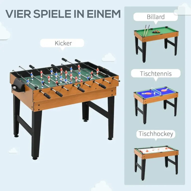 Multispelbord Natur Svart av Stål och MDF för Barn