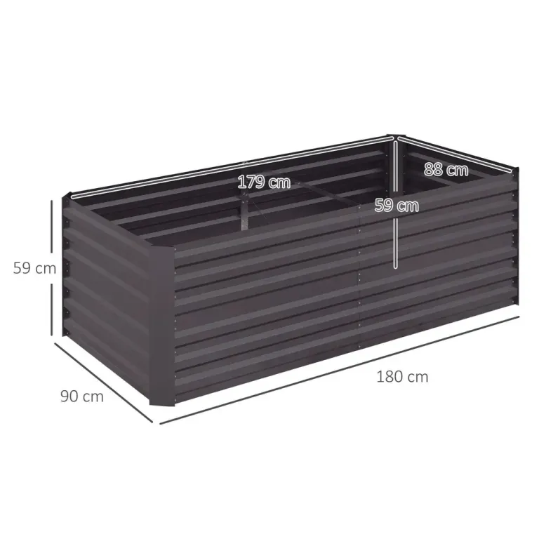 Odlingsbänk Högbädd Planteringslåda Silver 180 x 90 x 60 cm