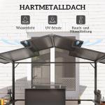 Grillpaviljong Trädgårdspaviljong med Dubbeltak Svart av Metall ve Tyg för BBQ ve Trädgårdsfest Vattentätt Tält 250 x 160 x 250 cm