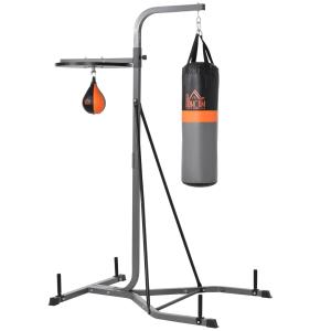 2 i 1 Boxningsstation med Stativ Komplett Träningsset med Boxningssäck och Boxboll Justerbar Höjd Svart 20 Kg