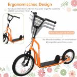 Barnskoter från 5 År Sparkscooter Stadsskoter Pneumatiska Däck 16 Tum Fram 12 Tum Bak Orange 135 X 58 X 88-94 Cm