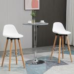 Barstolar Köksstolar Set om 2 Vit av Konstläder och Metall för Matsal och Kök Barstol med Fotstöd Modern Design 38,5 x 42,5 x 91 cm