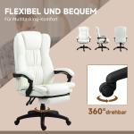 Justerbar Snurrstol med Fotstöd, Nackstöd och Massagefunktion, Konstläder, Krämvit, 68,5 x 68,5 x 113–121 cm