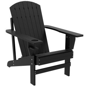 Adirondack Trädgårdsstol med Mugghållare Massivt Trä för Trädgård och Balkong Svart 72,5 X 97 X 93 Cm