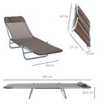 Solstol Avkopplingsstol Brun Textil för Trädgård och Terrass 2-Bens Solstol Väderbeständig och Bekväm