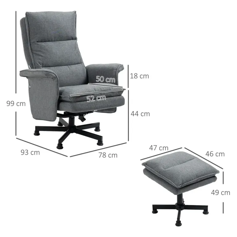 Massagekontorsstol med Fotpall 8 Vibrationshuvuden