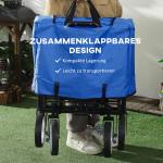 Handvagn Vikbar 360° Trädgårdsvagn Transportvagn Strandvagn Stålram Oxford 93 X 49 X 75-100 Cm