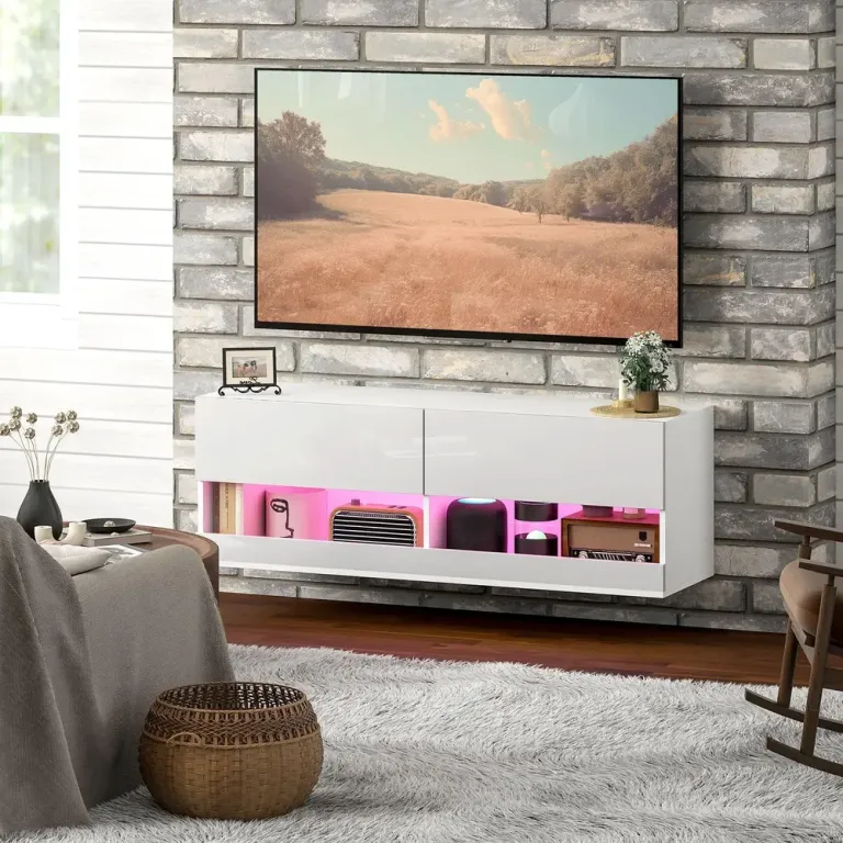 TV-Skåp Vägghängt Skåp med LED-Belysning 120 x 35 x 40,5 cm