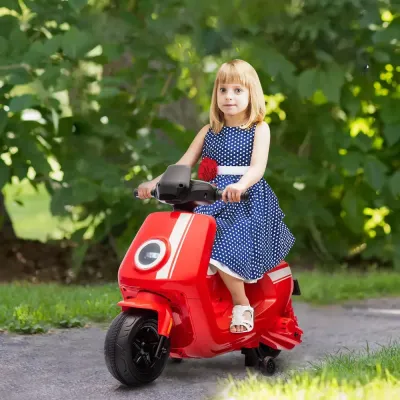 Elmotorcykel för Barn 6 v med Stödhjul, Röd