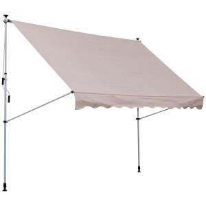 Klämmarkis för Balkong och Terrass Höjdjusterbart Solskydd utan Borrning Aluminium Krämvit 200 X 150 Cm
