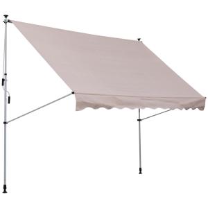 Klämmarkis för Balkong och Terrass Höjdjusterbart Solskydd utan Borrning Aluminium Krämvit 200 X 150 Cm