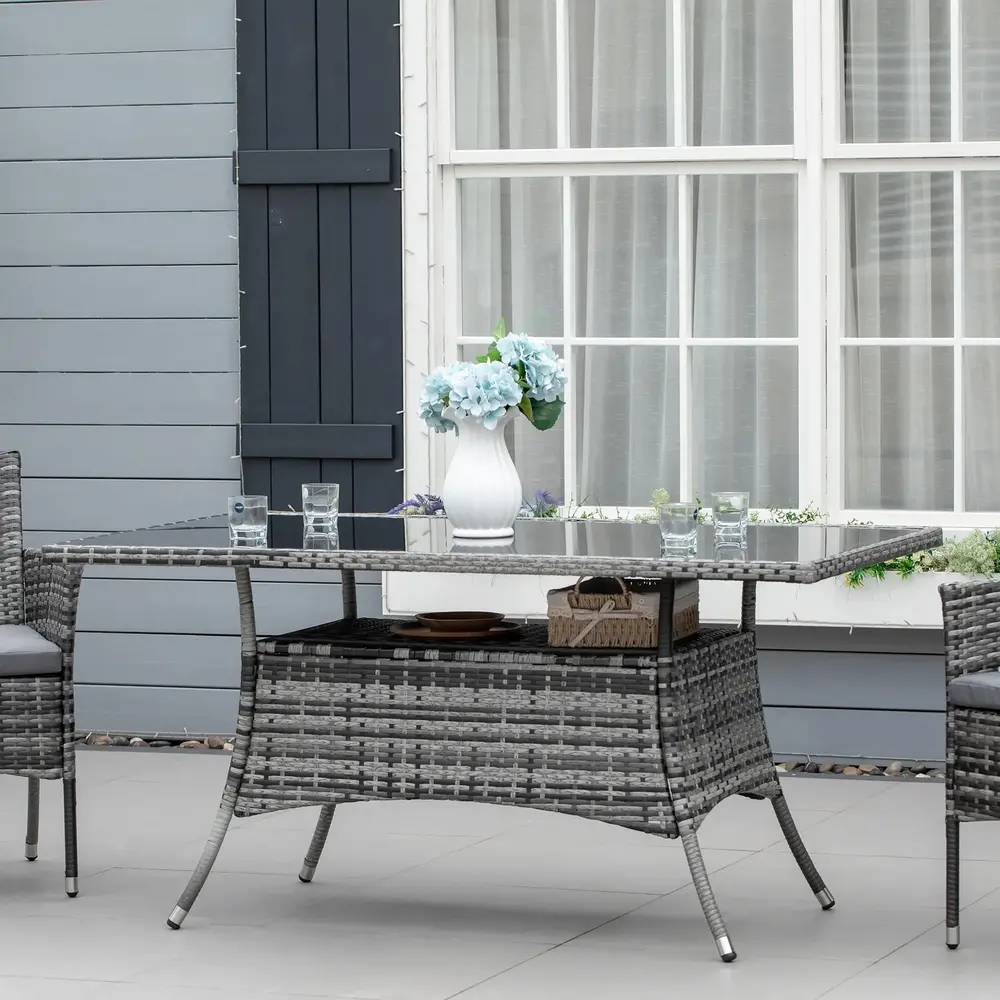 Trädgårdsbord i Konstrotting med Glas 150 x 85 x 74 Cm