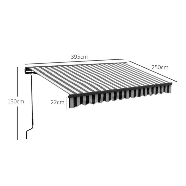 Fällarmsmarkis Elektrisk Markis Grå Vit 395 x 250 cm