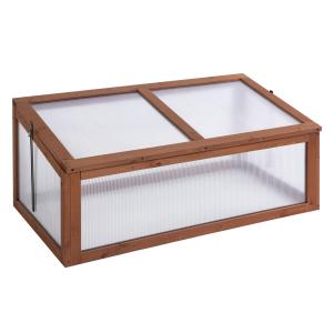 Mini Växthus Stabil Natur Trä för Trädgård med PC-Paneler för Optimalt Ljusinsläpp och Odling av Plantor 100 L x 65 B x 40 H cm