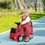 Gåbil Lastbil Mercedes Antos, Licensierad Leksaksbil med Förvaring under Sitsen, Rolig Leksak för Små Barn, Röd, 62,5 x 28,5 x 45 cm