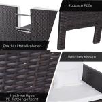 Trädgårdssoffset Brun Polyrattan och Metall med 2 Soffpall och Kuddar för Trädgårdslounge och Terrass
