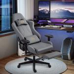 Ergonomisk Gaming Kontorsstol med 3D-armstöd, Justerbar med Svankstöd, Grå