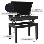 Höjdjusterbar Pianopall med Dolt Förvaringsutrymme, Konstläderkudde, Keyboardbänk för Klaviatur, 54,5 x 33 x 48–58 cm, Svart