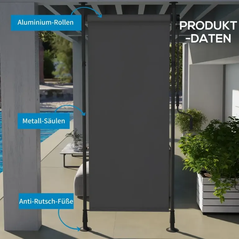 Vertikal Markis Mörkgrå av Polyester 120 x 220-310 cm