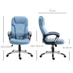 Ergonomisk Chefsstol Ljusblått Linne Höj- och Sänkbar Kontorsstol med Bekväm Vaddering Ljusblå 66 X 75 X 110-120 Cm
