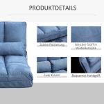 Golvsoffa Golvstol Blå av Sammet och Stål för Vardagsrum 2-i-1 Hopfällbar med 3-Vägs Ryggstöd Sittdyna 102 x 73 x 60 cm