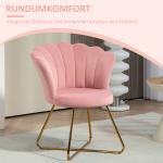 Stoppad Accentstol med Lotus-design Ryggstöd och Metallben, Rosa