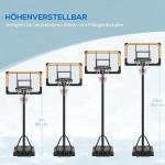 Basketkorg Basketstativ Svart av Stål för Utomhusbruk Höjdjusterbart Stativ med Hjul 182-213 cm