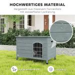 Hundkoja Hundhus med Dörr Grå av Granträ för Katter och Kaniner Vattentät Transportbur för Utomhusbruk 80 x 55 x 53,5 cm