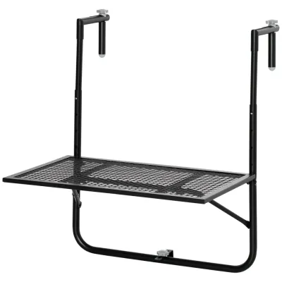 Balkongbord Hängbord Fällbart Svart av Metall 60 x 40 Cm