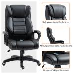 Kontorsstol med Vibrationsmassage, Höj- och Sänkbar Chefsstol, Ergonomisk Snurrstol, 6 Vibrationspunkter, Linnelook, Svart, 66 x 78 x 112–120 cm